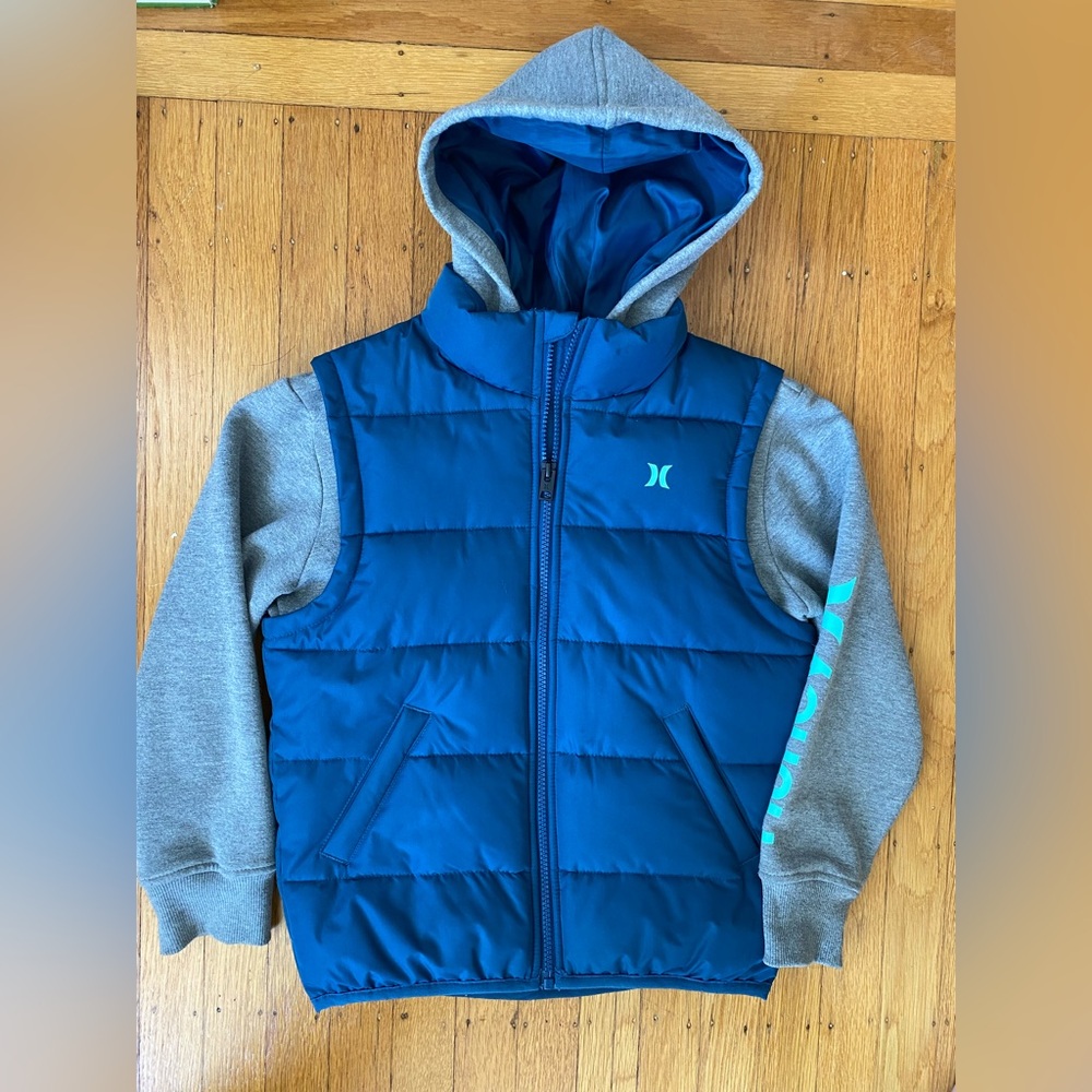 Hurley Blue and Gray Hooded Vest